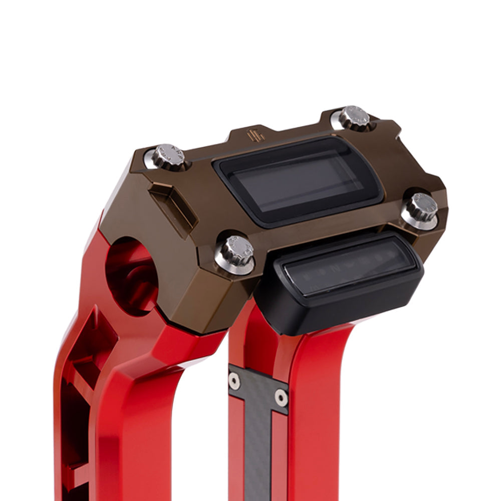 OG Bronze Performance Digital Gauge Top Clamp on OG Red Performance Riser Legs