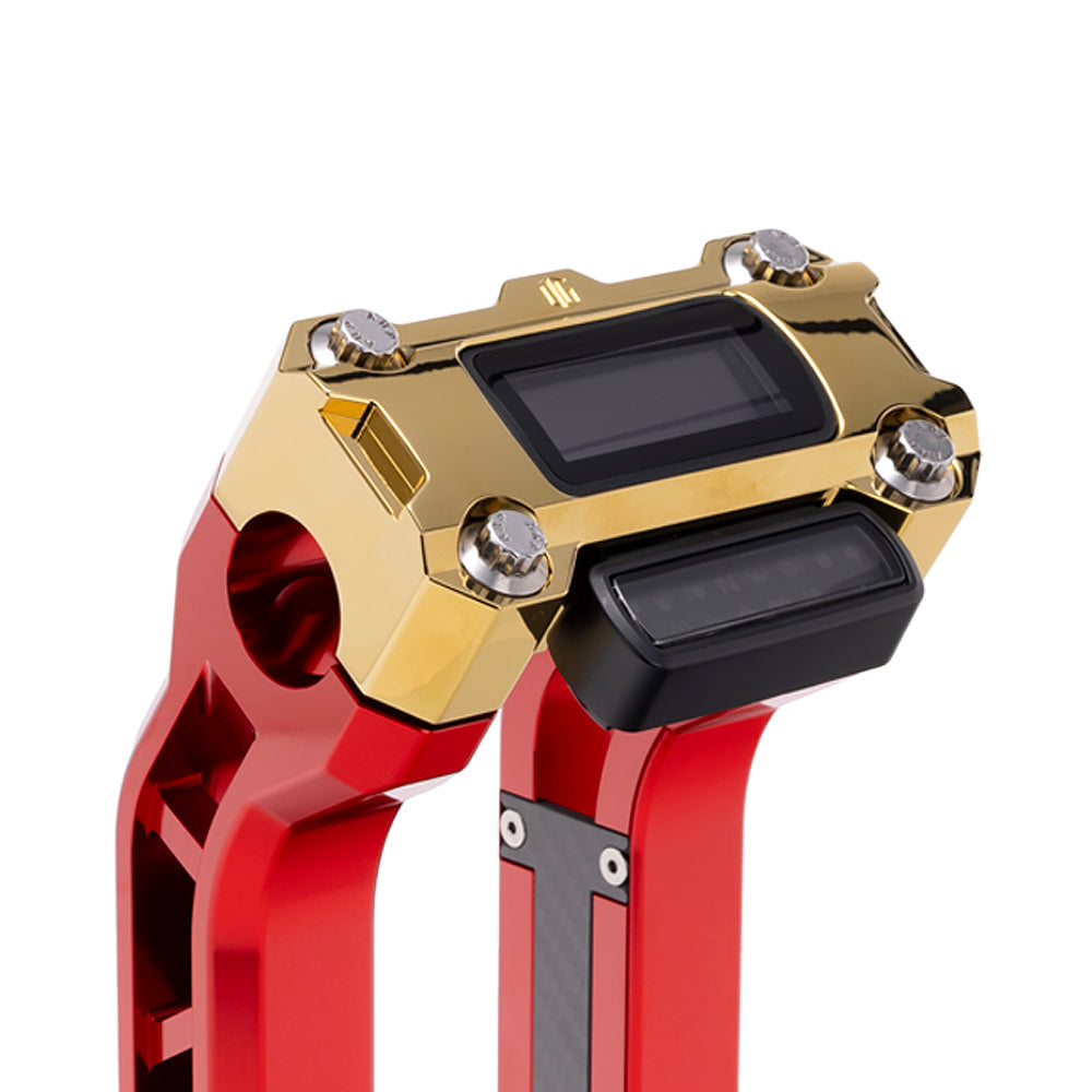 OG Gold Plating Performance Digital Gauge Top Clamp on OG Red Performance Riser Legs