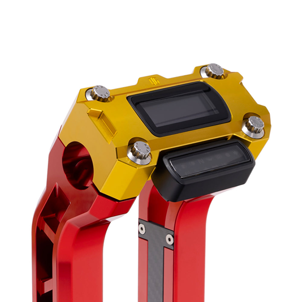 OG Gold Performance Digital Gauge Top Clamp on OG Red Performance Riser Legs