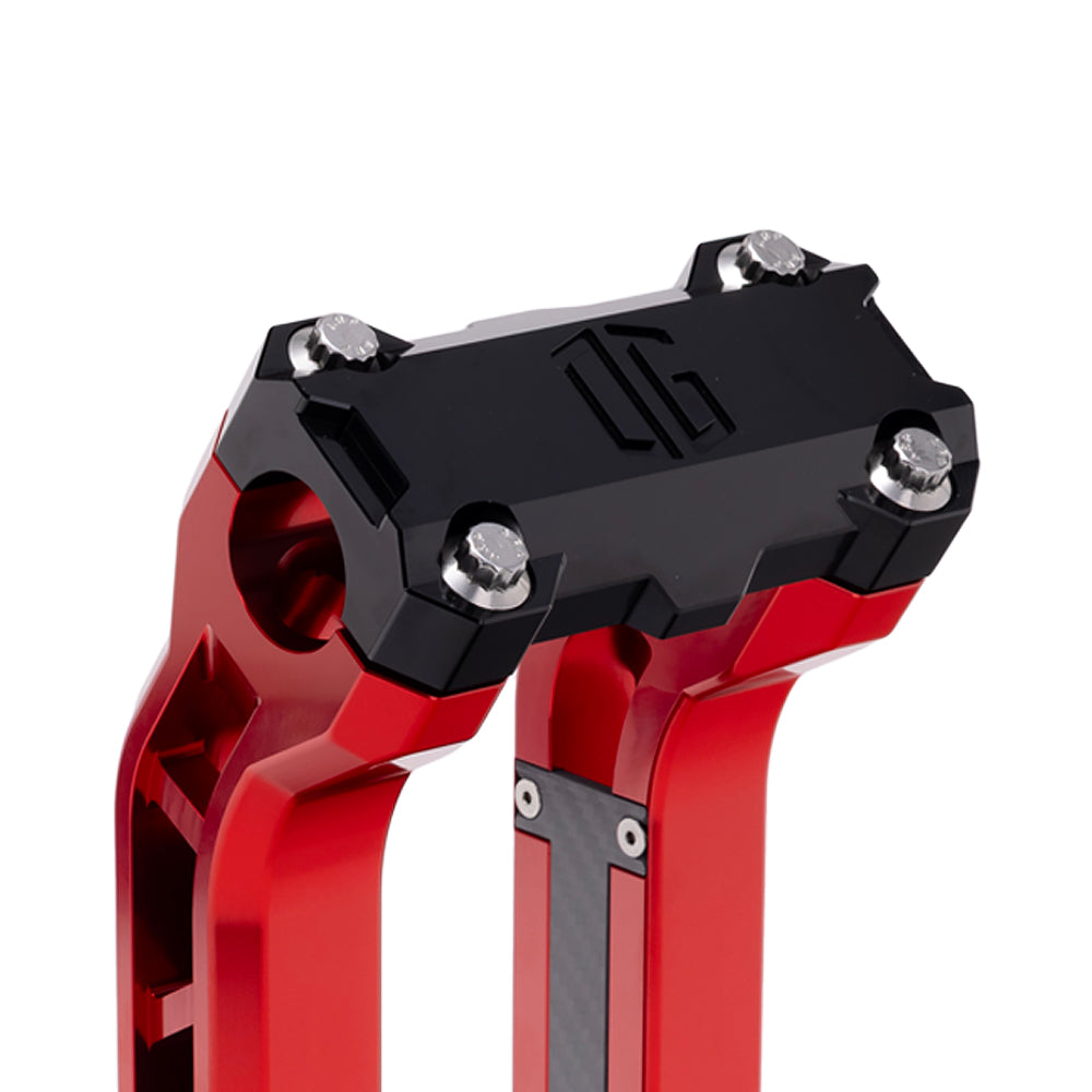 OG Black Performance Top Clamp on OG Red Performance Riser Legs