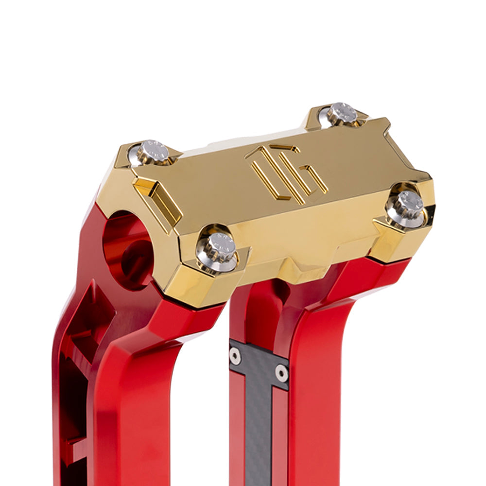 OG Gold Plating Performance Top Clamp on OG Red Performance Riser Legs